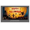 Happy Halloween backdrop featuring a castle, full moon and scarecrow design - 180cmx110cm / Poster Style 001