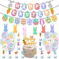 Easter party decoration set with Happy Easter banners, balloons and rabbit swirl hangers - Easter Egg Style