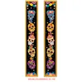 Bannières de porte Jour des Morts mexicain avec motifs têtes de mort sur tissu noir - Bannière Crâne de Sucre Verticale 024