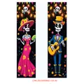 Bannières de porte Jour des Morts avec personnages squelettes pour décoration mexicaine - Style de Crâne en Costume Bleu 025
