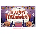 Cartoon Halloween party backdrop with pumpkin lantern and ghosts, 180x110cm size - Poster Style 018