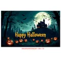 Halloween background tapestry 180x110cm with spooky castle moon and glowing pumpkins - Poster Style 019