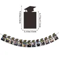 Detailed size chart for the black mortarboard photo banner with gold Congrats Grad text - Congrats Grad Glitter Photo Banner