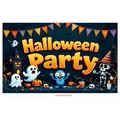 Halloween Party backdrop with cartoon ghosts, pumpkins and skull on high quality polyester - Poster Style 021