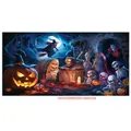 Halloween party backdrop with pumpkin, mummy, and witch illustration in 488x244cm size - Poster Style 029