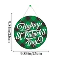 9.84 inch round St. Patrick's Day door sign with green buffalo plaid and Happy text - Buffalo Plaid Round - Happy St. Patrick's Day