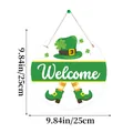 Saint Patrick's Day round welcome sign with green hat and clover, 9.84in size - Leprechaun Round - Welcome