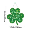 Green shamrock door sign with Welcome to our Home text for Saint Patrick's Day decor - Shamrock Shaped - Welcome to our Home
