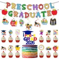 Σετ διακόσμησης πάρτι Preschool Graduate 2026 με πολύχρωμα πανό και toppers τούρτας - Πανό Σπιράλ Μικρά Διακοσμητικά Μεγάλο Διακοσμητικό (BY056-2)