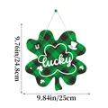 Panneau de porte trèfle Lucky à carreaux verts pour la Saint-Patrick décor - Trèfle à motif écossais - Lucky