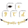 Striscione Congrats Grad in glitter dorato con cappelli da laureato per feste - Congrats Grad Oro Glitterato
