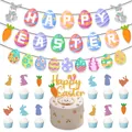 Kit fête de Pâques avec bannières Happy Easter, guirlandes d'œufs et décors de gâteaux - Set Combo de Déco de Pâques Deux