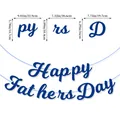 Μπλε πανό Happy Father's Day με καλλιγραφικά γράμματα και λεπτομερείς διαστάσεις - Συνδεδεμένη Γιρλάντα Ημέρας του Πατέρα