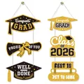 2026 graduation party porch signs with Congrats Grad and Class of 2026 banners - Gold