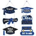 Blue glitter Class of 2026 graduation banner set with congrats grad cap design - Blue