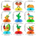 9-pack Mexican fiesta honeycomb centerpieces with cactus guitar and taco designs - Mexican Honeycomb Decoration Style A