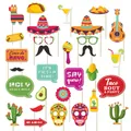 Mexican Fiesta party photo booth props with taco, sombrero and maracas on sticks - Mexican Fiesta (mx009) / 30-Piece Set