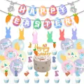 Kit décoration fête de Pâques avec bannières Happy Easter, ballons et cake toppers - Set Combo de Déco de Pâques Dix