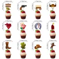 Wild West cowboy theme cupcake toppers set with dimensions for party cake decorations - Cupcake Toppers