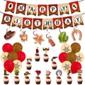 Set decorazioni compleanno tema Cowboy con striscioni palloncini e topper per torta - Banner Spirali Palloncini Piccoli Topper (Set Tre)