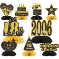 Set di 9 decorazioni da tavolo a nido d'ape oro e nero per la festa del 18° compleanno - 18 Anni / Oro