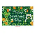 Green plaid St. Patrick's Day banner featuring lucky clovers, gnome, and golden coins - 180x110cm / Irish Festival Poster 3