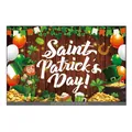 St. Patrick's Day wood background banner with leprechaun, shamrocks and gold coins - 180x110cm / Irish Festival Poster 4