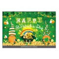 St. Patrick's Day banner featuring gnomes, lucky clovers, and rainbow in vibrant green - Irish Festival Poster 7
