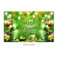 St. Patrick's Day green backdrop with lucky shamrocks and golden coins for celebration - Irish Festival Poster 8