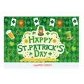 Green St. Patrick's Day banner featuring shamrocks, gold coins, and lucky leprechaun motifs - Irish Festival Poster 15