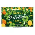 St. Patrick's Day backdrop with green shamrocks, gold coins, and balloons for party decoration - Irish Festival Poster 16