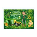 Saint Patrick's Day polyester backdrop with Irish leprechaun and green shamrock patterns - Irish Festival Poster 24