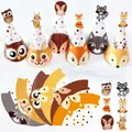 6er-Pack Waldtiere DIY-Partyhüte mit Fuchs- und Eichhörnchen-Motiven für Kinder - Waldtiere (Stil B) / Inklusive Seile Und Klebepunkte