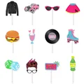 12-piece set of 1950s retro themed photo booth props including vinyl records and classic cars - 50s Retro Various Styles
