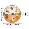 Jungle themed party paper plates with forest animals and gold glitter rim, 10 count - 9-inch Woodland Animal Paper Plate