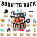 Detailliertes 50er Jahre Rock Party-Set mit Born to Rock Banner und Cupcake-Deko - 50er Jahre Deko Kit 1