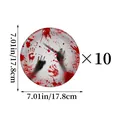 Σετ 10 πιάτα Halloween με ματωμένο αποτύπωμα χεριού και σιλουέτα μαχαιριού 17,8 εκ. - Μικρά στρογγυλά χάρτινα πιάτα