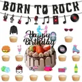 50er Rock and Roll Party-Set mit Born To Rock Banner und Kuchendekorationen - 50er Jahre Deko Kit 2