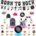 Detailliertes 50er Jahre Rock Party Set mit Born to Rock Banner und Retro Deko - 50er Jahre Deko Kit 4
