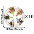 Set di 10 piatti usa e getta per compleanno cane con motivi di cani e cappelli festivi - Piatto grande cane