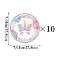 Dettaglio di un piatto di carta unicorno da 17,8 cm con motivi floreali in set da 10 pezzi - Piatto di Carta Unicorno (Piccolo)