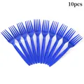 Juego de 10 tenedores desechables de plástico azul oscuro en abanico para fiesta patriótica - Tenedor de Mesa / Azul Zafiro