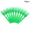 Lot de 10 fourchettes en plastique vert vif disposées pour les fournitures de fête - Fourchettes en Plastique / Vert