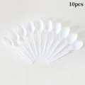 Set of 10 reusable white plastic spoons for pet parties and birthday celebrations - White Dinner Spoon