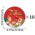 10er-Set rote Weihnachts-Pappteller mit Rentier-Motiv Merry Christmas 22.8cm - Großer Weihnachtsrentier Pappteller
