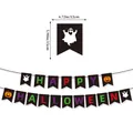 Detailed view of Happy Halloween banner with 12x15cm size specifications and pumpkin motifs - Colorful Ghost Pumpkin Happy Halloween Style