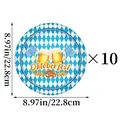 Piatti di carta Oktoberfest set da 10 con rombi bianchi e blu e diametro di 22,8 cm - Piatto di Carta Oktoberfest Grande