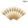 10er-Set Einweggabeln aus goldenem Kunststoff für elegante Geburtstagsparty-Deko - Goldene Gabel