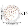 Set di 10 piatti di carta a pois oro rosa per decorazioni di matrimoni e compleanni - Piatto Grande Pois Oro Rosa