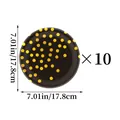 Lot de 10 assiettes en papier noires à pois dorés mesurant 17,8 cm de diamètre - 7" / Assiette en Papier à Pois Noir et Or